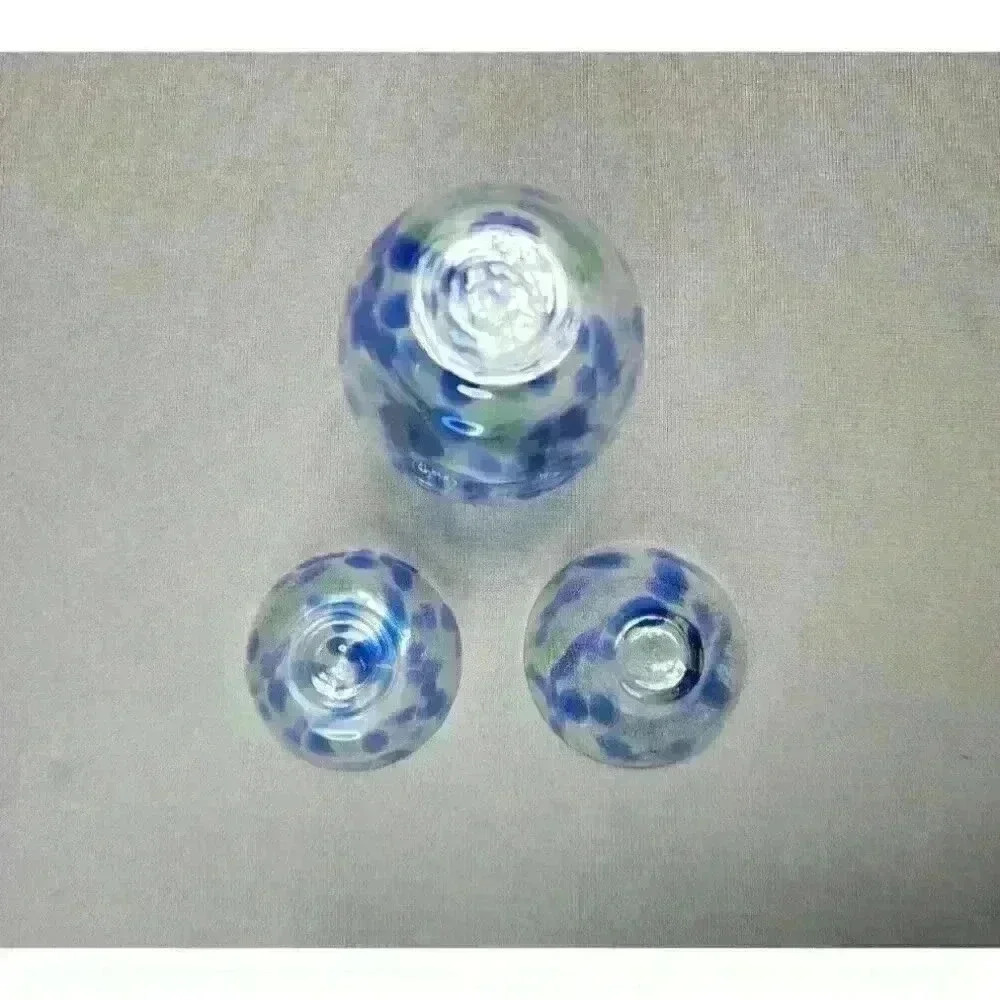 Vintage Tokkuri & Guinomi / Ochoko Sake Cups Murano Style Art Glass Hand Blown - Picture 4 of 5